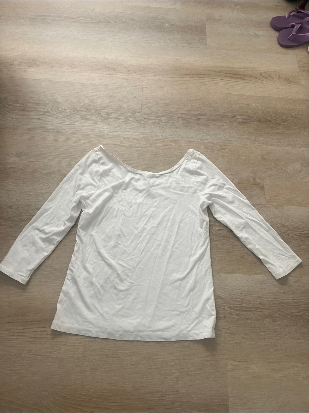 J. Crew White Scoop-Neck Long Sleeve Tee